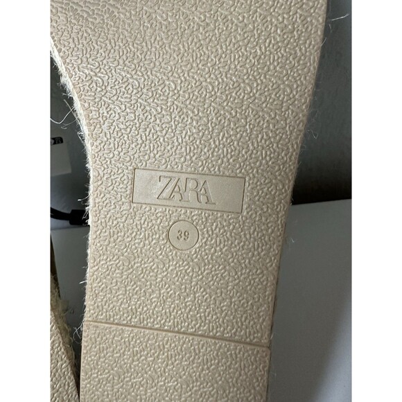 ZARA Espadrille Slip On Tan Gold Suede Loafers Preppy Nautical Women US 8 EU 39 - Picture 8 of 9